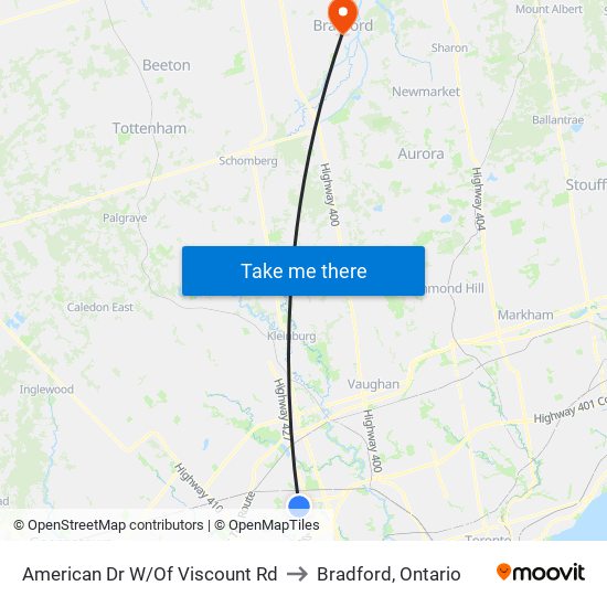 American Dr W/Of Viscount Rd to Bradford, Ontario map