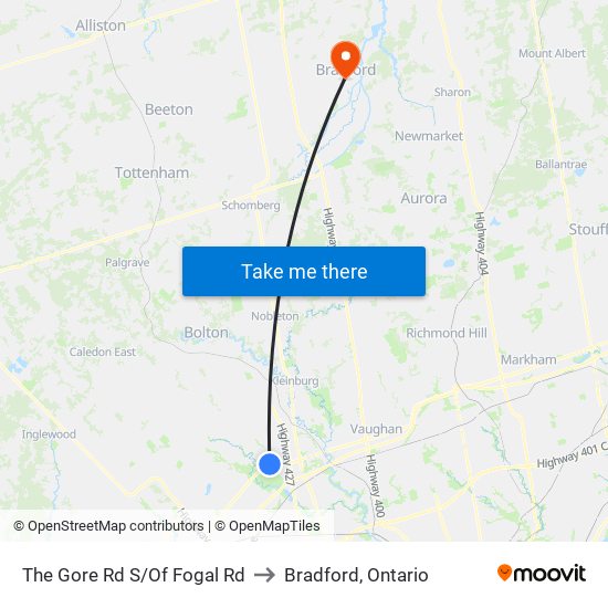 The Gore Rd S/Of Fogal Rd to Bradford, Ontario map