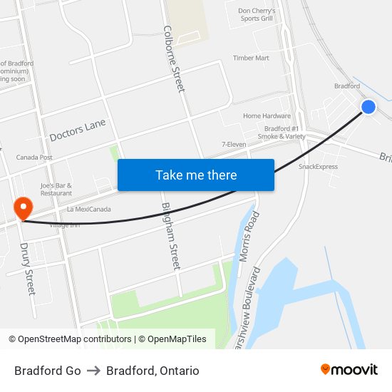 Bradford Go to Bradford, Ontario map