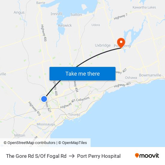 The Gore Rd S/Of Fogal Rd to Port Perry Hospital map