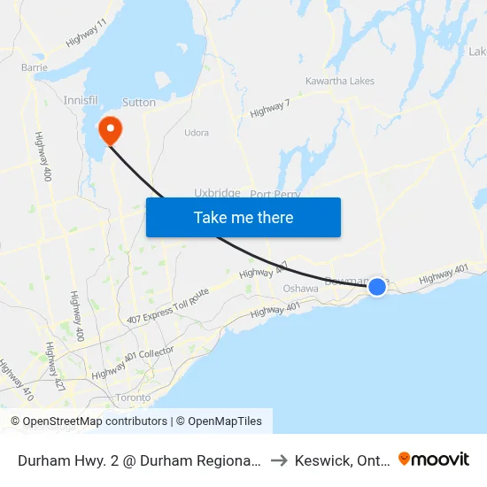 Durham Hwy. 2 @ Durham Regional Rd. 42 to Keswick, Ontario map