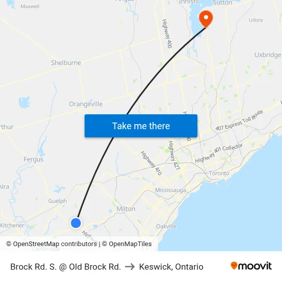 Brock Rd. S. @ Old Brock Rd. to Keswick, Ontario map