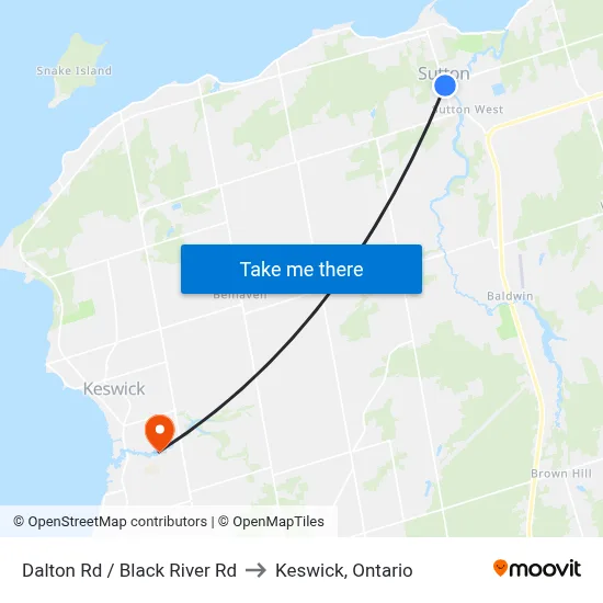 Dalton Rd / Black River Rd to Keswick, Ontario map