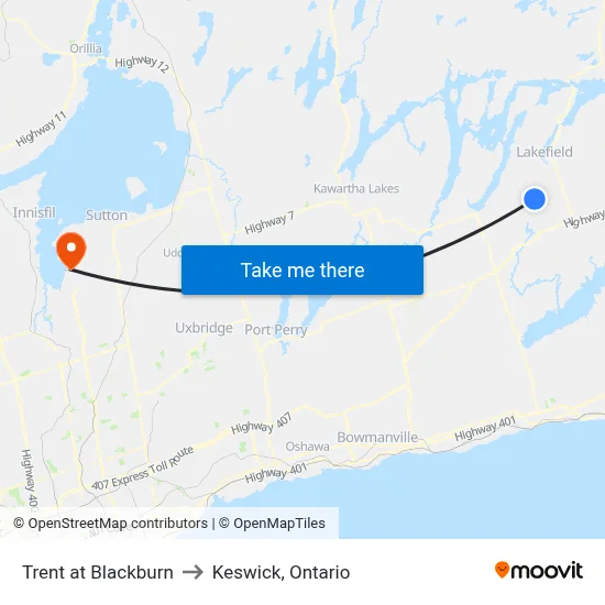 Trent at Blackburn to Keswick, Ontario map