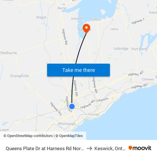 Queens Plate Dr at Harness Rd North Side to Keswick, Ontario map