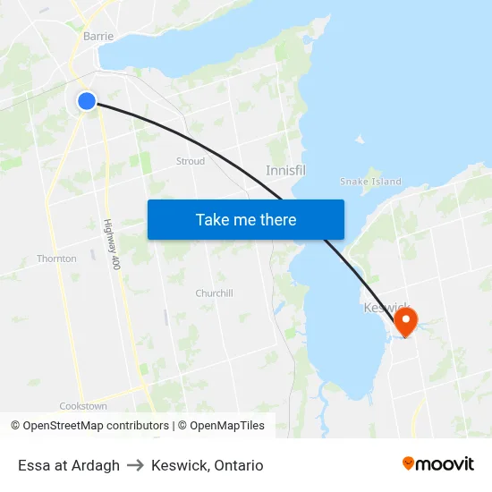 Essa at Ardagh to Keswick, Ontario map