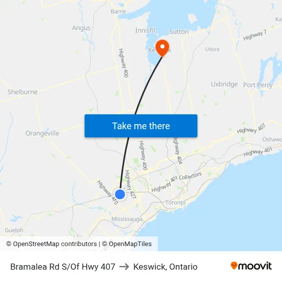 Bramalea Rd S/Of Hwy 407 to Keswick, Ontario map