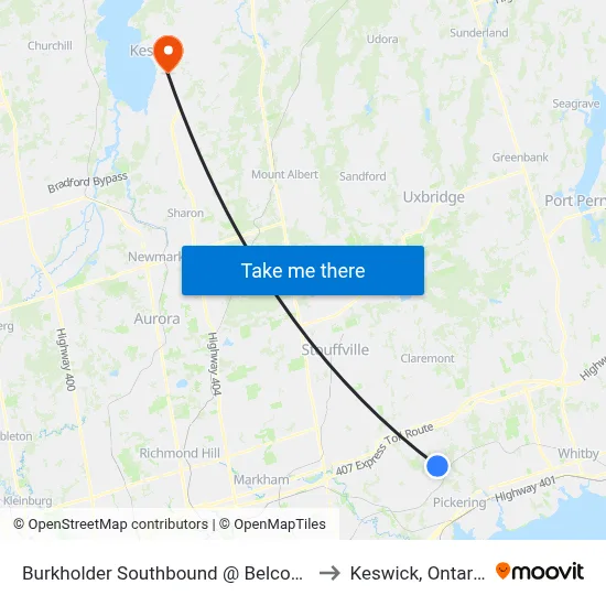 Burkholder Southbound @ Belcourt to Keswick, Ontario map