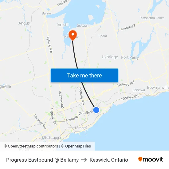 Progress Eastbound @ Bellamy to Keswick, Ontario map
