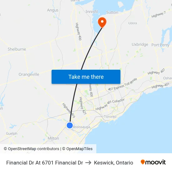 Financial Dr At 6701 Financial Dr to Keswick, Ontario map