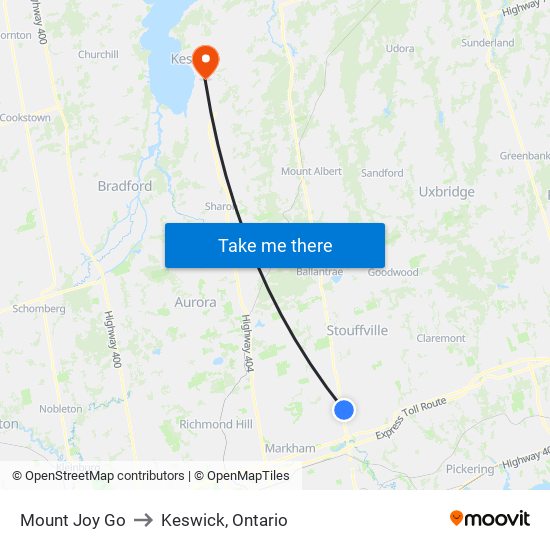 Mount Joy Go to Keswick, Ontario map