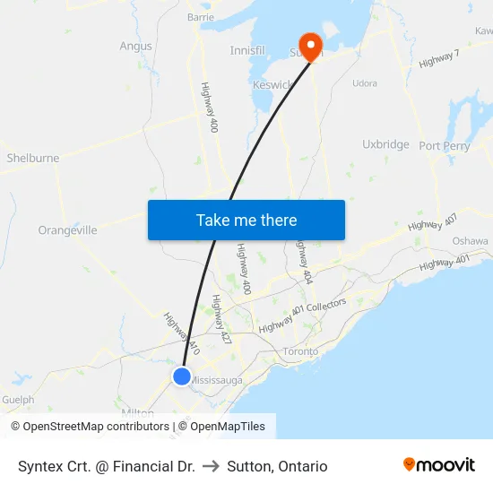 Syntex Crt. @ Financial Dr. to Sutton, Ontario map