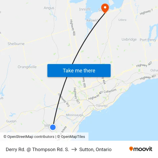 Derry Rd. @ Thompson Rd. S. to Sutton, Ontario map
