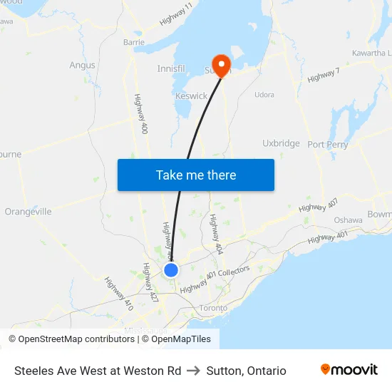 Steeles Ave West at Weston Rd to Sutton, Ontario map