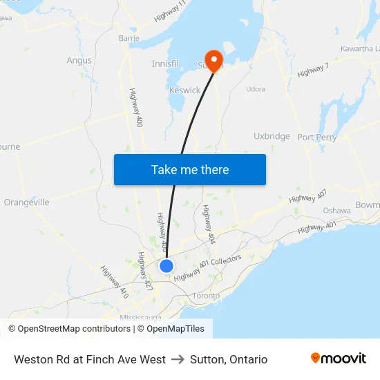 Weston Rd at Finch Ave West to Sutton, Ontario map