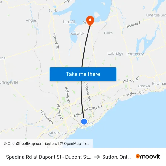 Spadina Rd at Dupont St - Dupont Station to Sutton, Ontario map