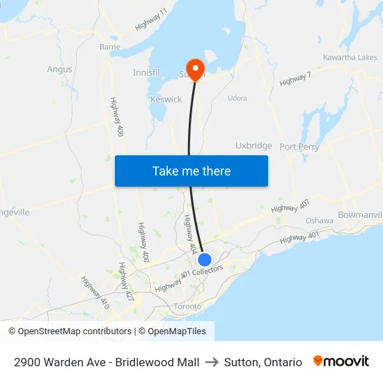 2900 Warden Ave - Bridlewood Mall to Sutton, Ontario map