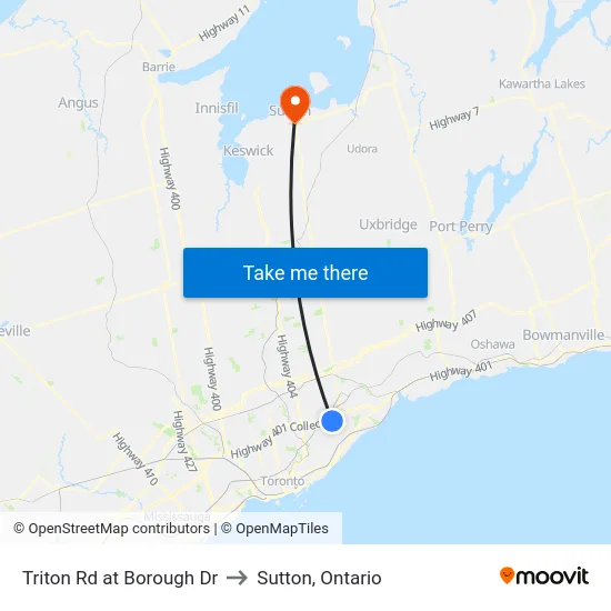 Triton Rd at Borough Dr to Sutton, Ontario map
