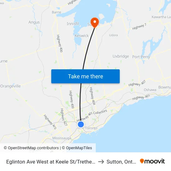 Eglinton Ave West at Keele St/Trethewey Dr to Sutton, Ontario map