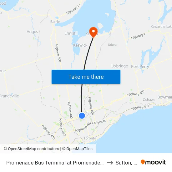 Promenade Bus Terminal at Promenade Cir - Mall North Entrance to Sutton, Ontario map