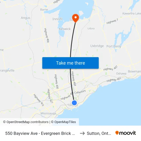550 Bayview Ave - Evergreen Brick Works to Sutton, Ontario map