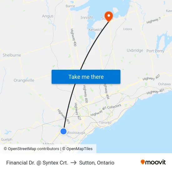 Financial Dr. @ Syntex Crt. to Sutton, Ontario map