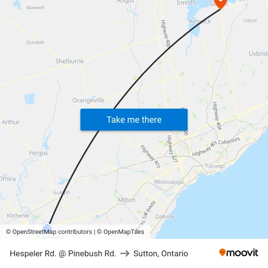 Hespeler Rd. @ Pinebush Rd. to Sutton, Ontario map