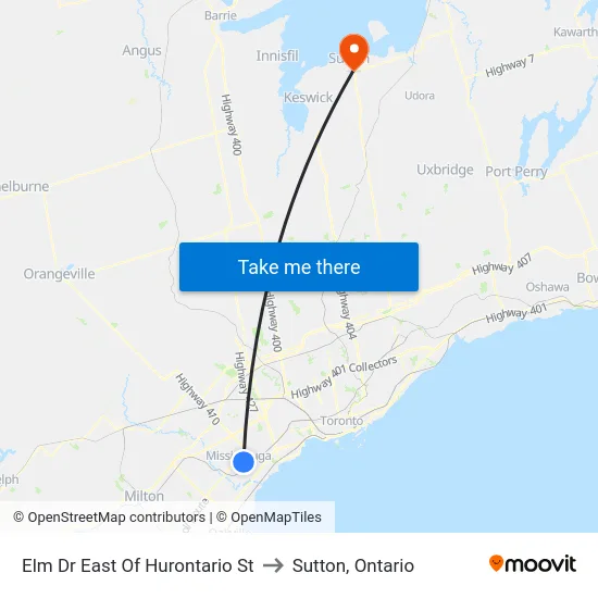 Elm Dr East Of Hurontario St to Sutton, Ontario map