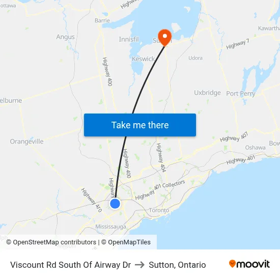 Viscount Rd South Of Airway Dr to Sutton, Ontario map