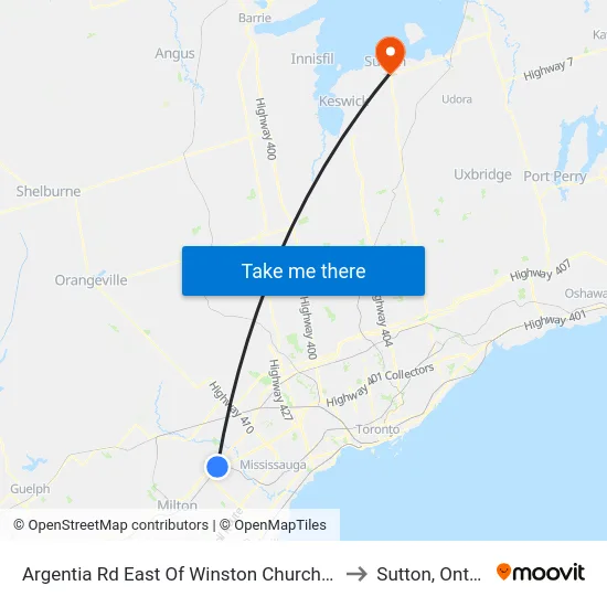 Argentia Rd East Of Winston Churchill Blvd to Sutton, Ontario map