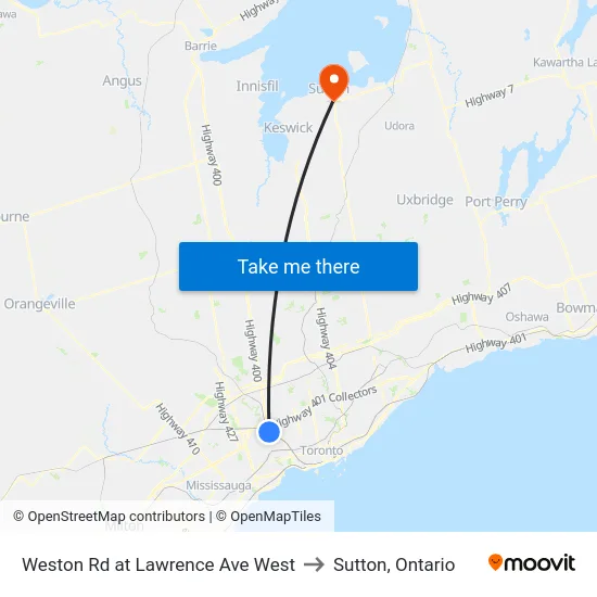 Weston Rd at Lawrence Ave West to Sutton, Ontario map