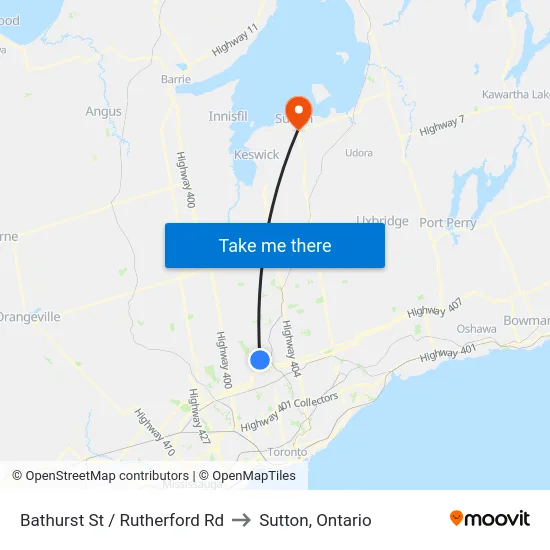 Bathurst St / Rutherford Rd to Sutton, Ontario map