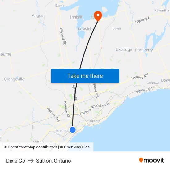 Dixie Go to Sutton, Ontario map