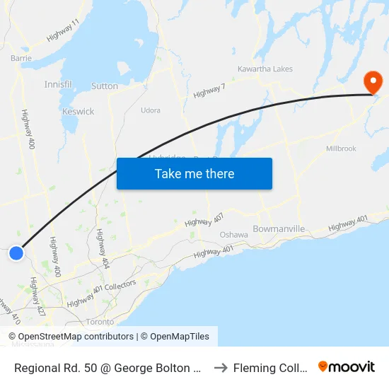 Regional Rd. 50 @ George Bolton Pkwy. to Fleming College map