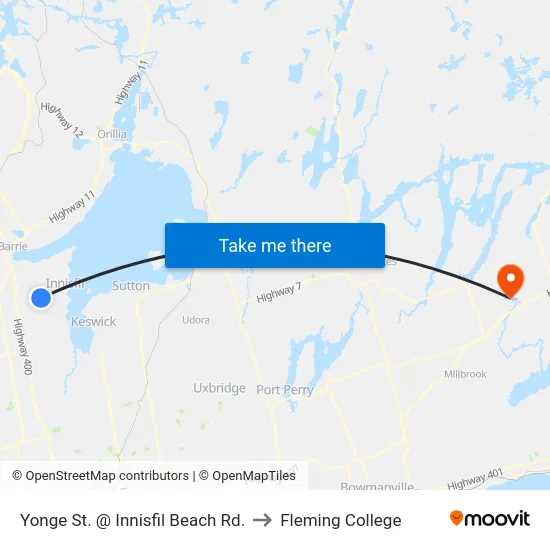 Yonge St. @ Innisfil Beach Rd. to Fleming College map