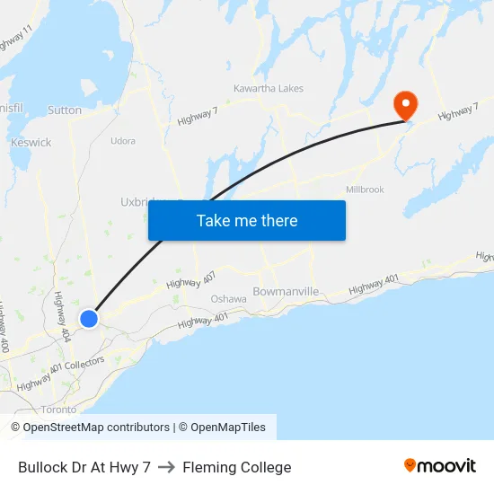 Bullock Dr At Hwy 7 to Fleming College map
