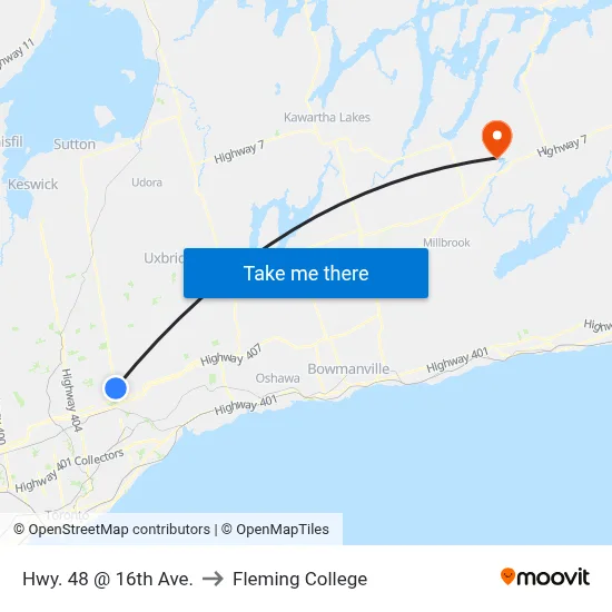 Hwy. 48 @ 16th Ave. to Fleming College map