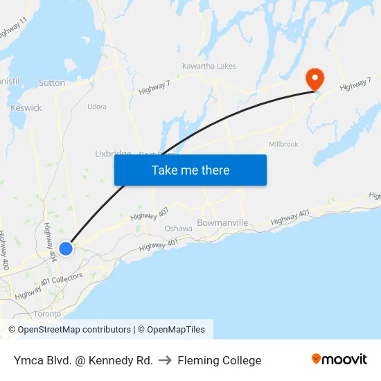 Ymca Blvd. @ Kennedy Rd. to Fleming College map