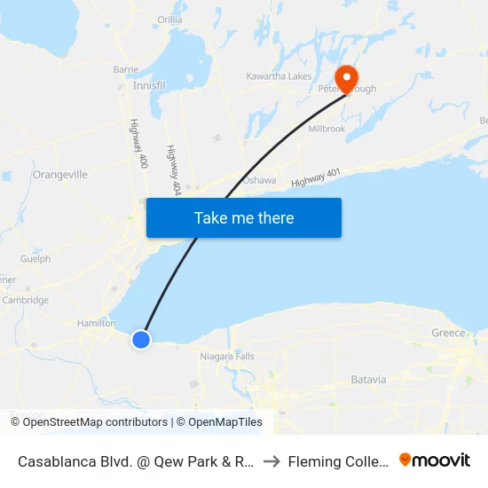 Casablanca Blvd. @ Qew Park & Ride to Fleming College map