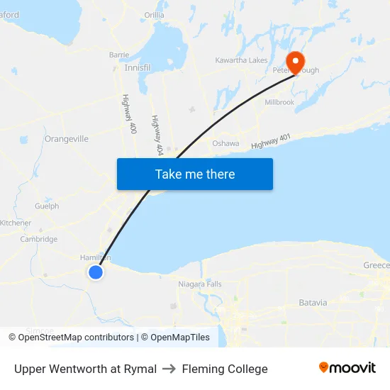 Upper Wentworth at Rymal to Fleming College map