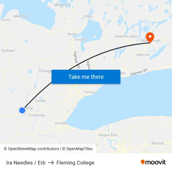 Ira Needles / Erb to Fleming College map