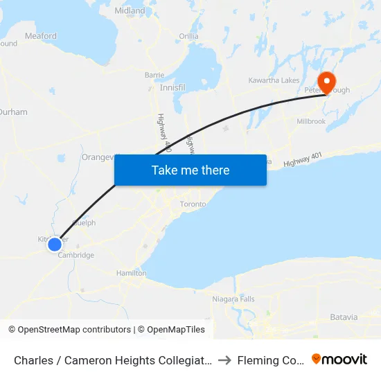 Charles / Cameron Heights Collegiate Institute to Fleming College map