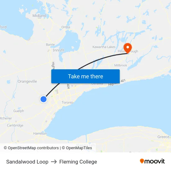 Sandalwood Loop to Fleming College map