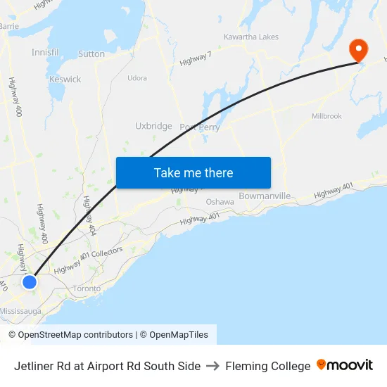 Jetliner Rd at Airport Rd South Side to Fleming College map