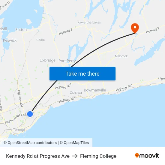 Kennedy Rd at Progress Ave to Fleming College map