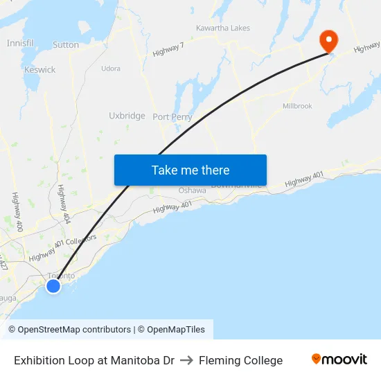 Exhibition Loop at Manitoba Dr to Fleming College map