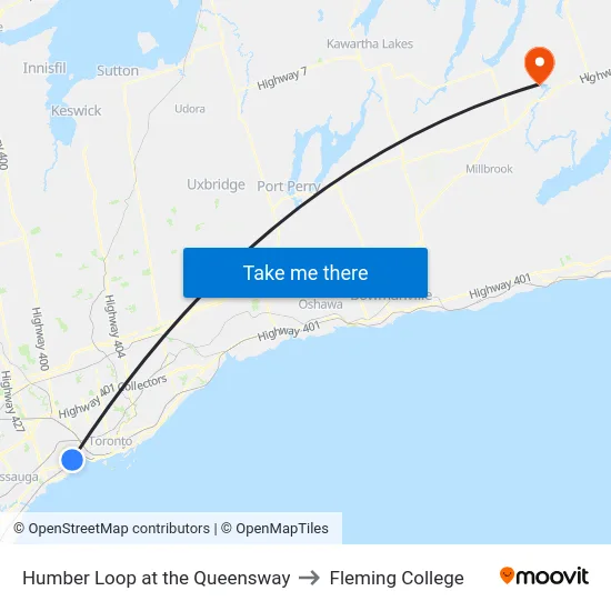 Humber Loop at the Queensway to Fleming College map