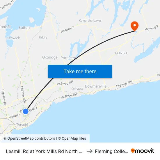 Lesmill Rd at York Mills Rd North Side to Fleming College map