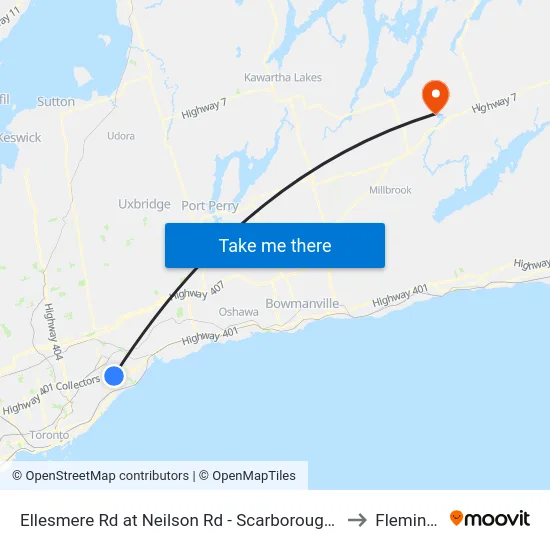 Ellesmere Rd at Neilson Rd - Scarborough Health Network Centenary Hospital to Fleming College map
