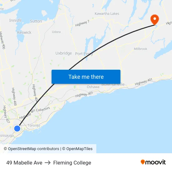 49 Mabelle Ave to Fleming College map